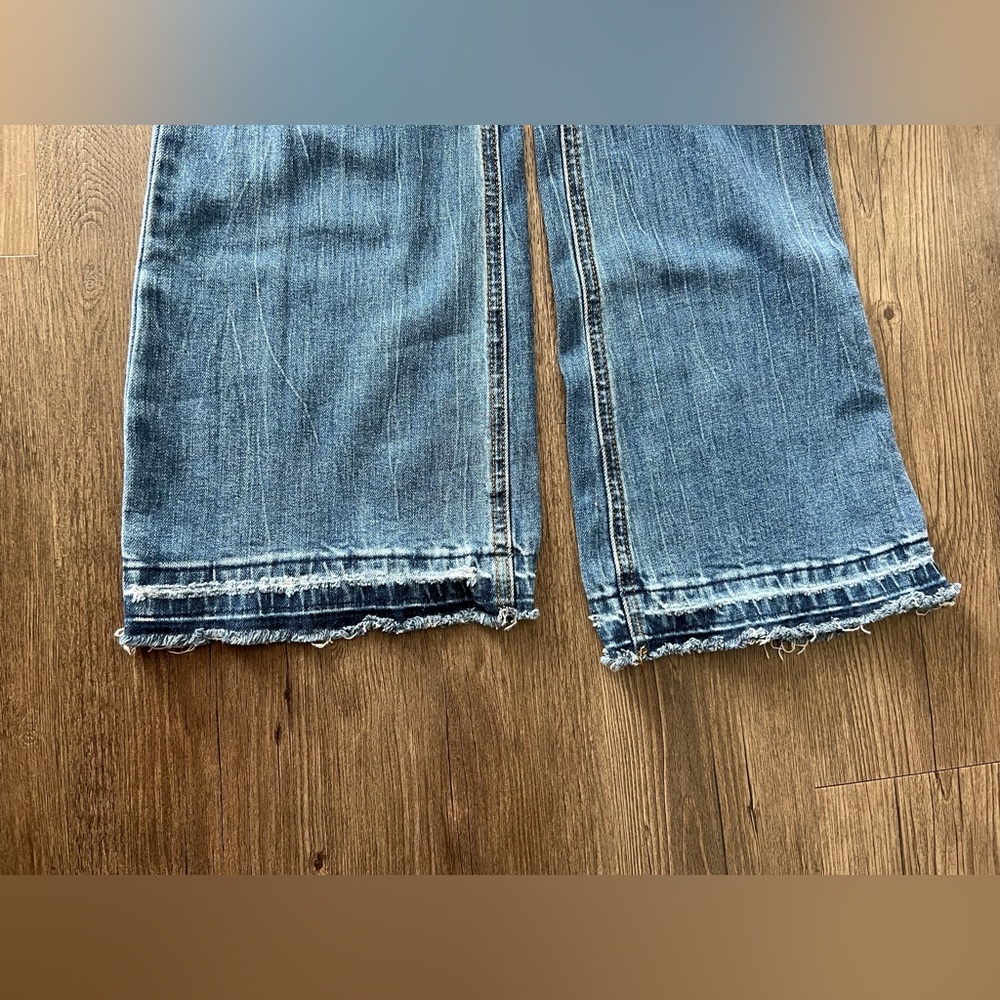 Dark wash high waisted ripped stretch flare jeans - Picture 5 of 10